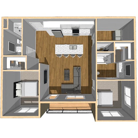 Floor plan for 2 beds, 2 baths, 1114 sqft